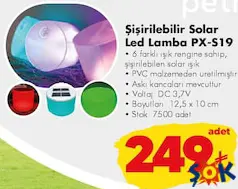 PETRİX PX-S19 ŞİŞİRİLEBİLİR SOLAR LED LAMBA PETRİX PX-S19 ŞİŞİRİLEBİLİR SOLAR LED LAMBA